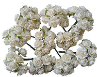 NATTHAFLOWER - 100 rosas artificiales blancas de papel morera para manualidades, tamaño de 0.787 in, decoración para álbumes de recortes - Arteztik
