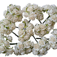 NATTHAFLOWER - 100 rosas artificiales blancas de papel morera para manualidades, tamaño de 0.787 in, decoración para álbumes de recortes - Arteztik