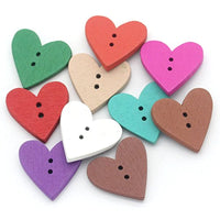 Housweety 100PCs Madera Botones de costura Scrapbooking Amor de Corazón Mixed 24 mmx23 mm (1" X 7/8") - Arteztik
