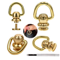Pendientes de bola de latón Remaches D Anillo para cuero Crossbody monedero artesanía,4 juegos - Arteztik