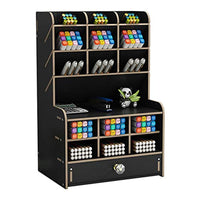 Marbrasse Wooden Pencil Pen Holder, Pen Organizer for Desk, 15 Compartments + Drawer, Desktop Stationary Organizer Caddy, Easy Assembly, Home Office Art Supply Organizer Storage (Black) - Arteztik
