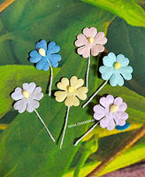 NAVA CHIANGMAI Mini pétalos de flores con tallo de hilo de morera, decoración de tarjetas de papel para álbumes de recortes, proyectos de manualidades (colores pastel) - Arteztik
