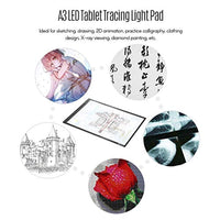 Aibecy FLEIZ A3B - Caja de luz LED (USB, con 3 niveles de brillo ajustable, borde negro, para pintar, trazar, dibujar, ver rayos X) - Arteztik
