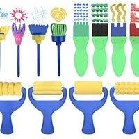 Easylife 59 herramientas de pintura para niños, incluye pinceles, plantillas de pintura, soportes de lavado de bolígrafos, moldes de impresión, juguetes pintados y paletas, pintura divertida y aprendizaje temprano para niños - Arteztik