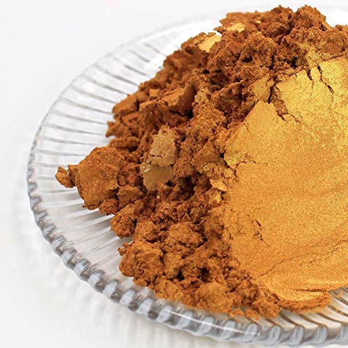 CRUSEA 50 gramos/1.7 oz polvo de mica de oro no tóxico. Pigmento de perlas doradas. Intenso, profundo, efecto dorado brillante. Grado cosmético. (Aztec Gold 1.7 oz) - Arteztik