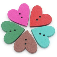 Housweety 100PCs Madera Botones de costura Scrapbooking Amor de Corazón Mixed 24 mmx23 mm (1" X 7/8") - Arteztik
