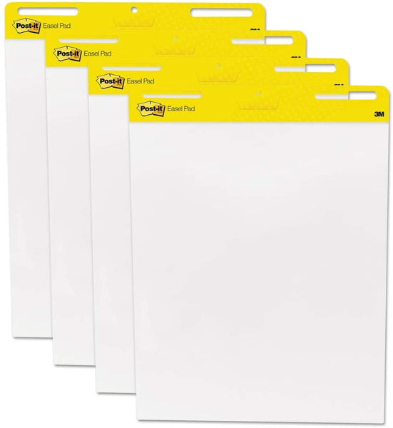 Post-it Self-Stick unruled Easel Pad Valor añadido, 25 x 30 in, color blanco, Pad de 30 hojas, pack de 4 - Arteztik
