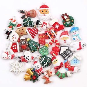 CINEE 32 piezas de resina de Navidad encantos mezclados de plata plana Cabujons Charms para Slime DIY Artesanía Scrapbooking - Arteztik