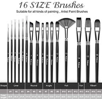 Artist Paint Brush Set - VIKEWE 16 Different Sizes Paint Brushes with Oil Painting Knife and Sponge, Suitable for Acrylic, Watercolor, Oil and Gouache Painting, Perfect for Artists Kids - Blue - Arteztik
