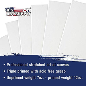 U.S. Art Supply 30 x 36 inch Stretched Canvas 12-Ounce Primed 3-Pack - Professional White Blank 3/4" Profile Heavy-Weight Gesso Acid Free Bulk Pack - Painting, Acrylic Pouring, Oil Paint - Arteztik