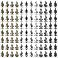 Favordrory Cono de 0.276 in x 0.394 in y tornillo de metal para manualidades de piel, 240 piezas (plata, negro, bronce) - Arteztik