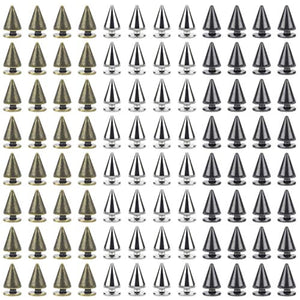 Favordrory Cono de 0.276 in x 0.394 in y tornillo de metal para manualidades de piel, 240 piezas (plata, negro, bronce) - Arteztik