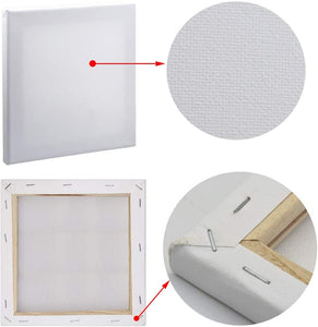 9 paquetes de lona estirada para pintura artesanal, Fengek 4.0 in, 6.0 in, 8.0 in lienzo artístico para proyectos de acrílico y aceite - Arteztik