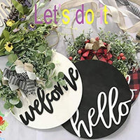 Cartel de madera de Navidad en blanco con texto en inglés «Welcome Sign» para puerta delantera de madera, sin acabar, para colgar en madera redonda para manualidades, decoración de Navidad, 2 piezas (color madera, 19.7 in) - Arteztik