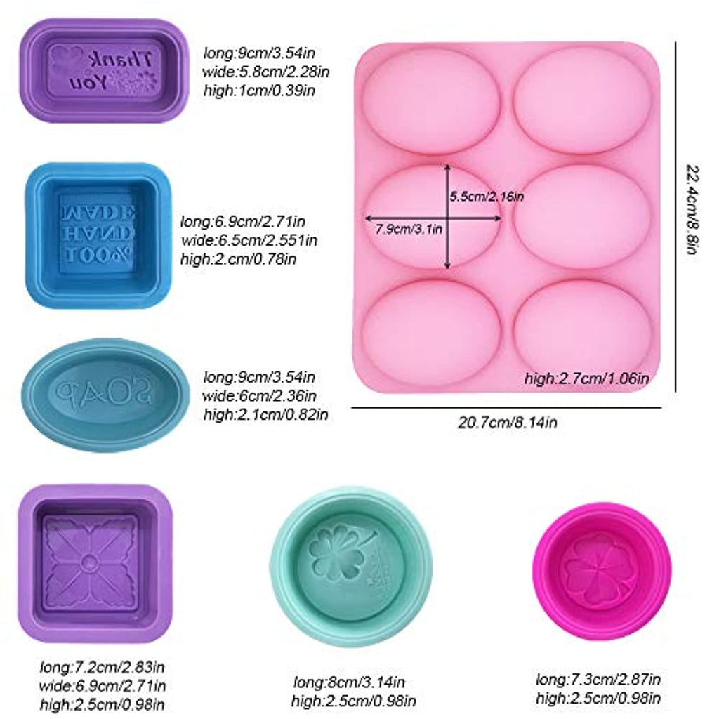 13 moldes ovalados de silicona para hacer jabón, FineGood, moldes