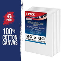 U.S. Art Supply 20 x 30 pulgadas lienzo estirado, 12 onzas imprimado, paquete de 6 unidades, color blanco profesional de 0.7 in, peso pesado, sin ácidos, pintura acrílica, pintura al óleo - Arteztik