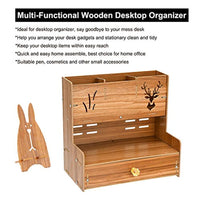 Marbrasse - organizador de escritorio de madera, multifuncional, caja de soporte para bolígrafos, papelería de escritorio, fácil de montar, estante de almacenamiento para suministros de oficina en casa-oficina con cajón - Arteztik
