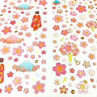 Kinteshun Sakura - Pegatinas para álbumes de recortes, estilo japonés, autoadhesivas, decorativas con flores de cerezo (6 unidades con diferentes patrones) - Arteztik