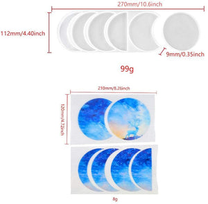 Iriisy - Moldes de resina con forma de luna llena y 3 unidades de pegatinas para moldes epoxi de silicona Crescent - Arteztik
