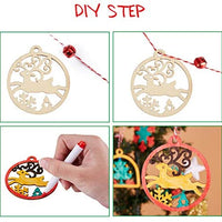 Artmag 50 piezas de adornos colgantes de madera sin terminar para decoraciones de Navidad, 5 estilos DIY rebanadas de madera con agujeros para niños, manualidades, centros de mesa de fiesta y decoraciones colgantes - Arteztik