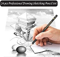 Sketching Pencil Set - 24 Pieces Drawing Sketch Pencil HB,B,2B,3B,4B,5B,6B,7B,8B,10B,12B,14B,H,2H,3H,4H,5H,6H,7H, Includes Charcoal, Eraser, Graphite Pencils for Beginners & Pro Artists - Arteztik
