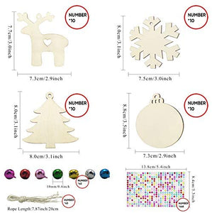 50 adornos de madera sin terminar para decoración navideña y manualidades, 10 estilos de madera sin terminar para decoración de Navidad y manualidades - Arteztik