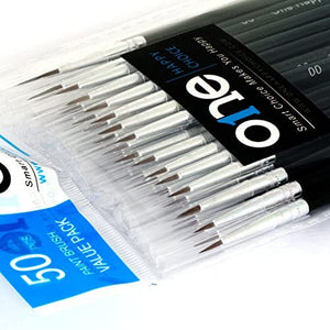 Paquete de 50 unidades de pinceles para pintura sintéticos, para acrílicos, óleos y acuarelas, punta redonda - Arteztik