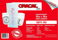 Your Design Oracal 651 - Vinilo adhesivo transparente para manualidades (10 hojas, 12.0 x 12.0 in, acabado brillante) - Arteztik
