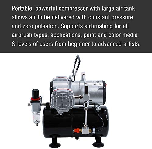 Master Airbrush 1/5 HP Cool Runner II Dual Fan Tank Air Compressor Kit Model Tc-326t - Professional Single-Piston Blue