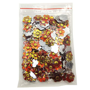 Evniset - Gemas acrílicas de 0.630 in con parte trasera plana, adornos de piedras preciosas, formas de flores de ciruela chapadas en oro, 200 unidades, color rojo - Arteztik