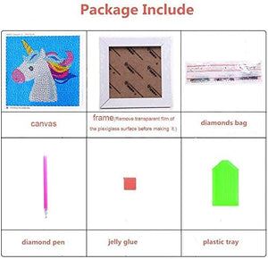 LAN WHALE Easy 5D Kit de pintura de diamante para niños, kit completo de pintura por número con marco de madera - Panda 6 x 6 pulgadas (rosa) - Arteztik