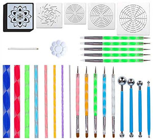 Mandala Dotting Tools para pintar raquetas mandala pintura Dotting Stencil Dot Mandala Kit 34 piezas - Arteztik