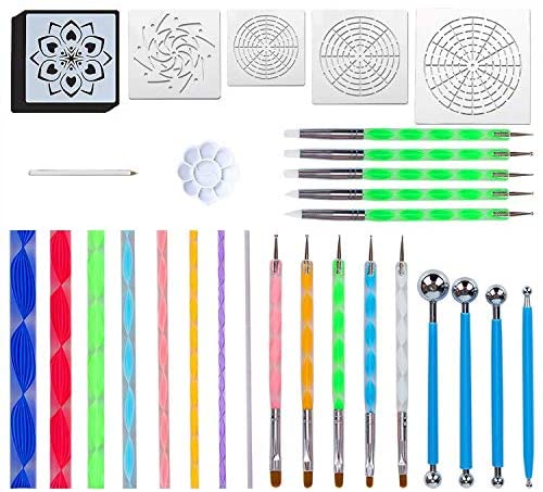 Mandala Dotting Tools para pintar raquetas mandala pintura Dotting Stencil Dot Mandala Kit 34 piezas - Arteztik