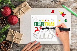 Plantillas de pintura huecas de Navidad Onlyoung – 16 plantillas reutilizables de plástico para dibujar pintura en aerosol, incluyendo árbol de Navidad, Papá Noel y reno (7 x 10.25 pulgadas) - Arteztik