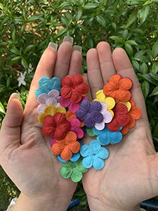 100 piezas de parches de flores de 0.984 x 0.984 in de papel de morera para álbumes de recortes, para bodas, muñecos de la casa, tarjetas de papel mini flores producto de Tailandia. - Arteztik