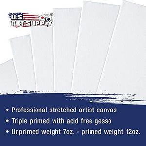 U.S. Art Supply 24 x 24 pulgadas lienzo estirado, 12 onzas imprimado, paquete de 6 unidades, color blanco profesional de 0.7 in, peso pesado, sin ácidos, pintura acrílica, pintura al óleo - Arteztik