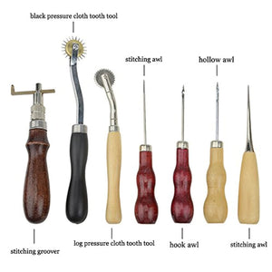 XLX 25pcs Kit de Craft herramienta de mano de piel costura a mano herramienta de costura práctico accesorio de artesanía de costura de la aguja encerado de piel banda de rodadura punzón Kit de Ranuradora para DIY costuras - Arteztik