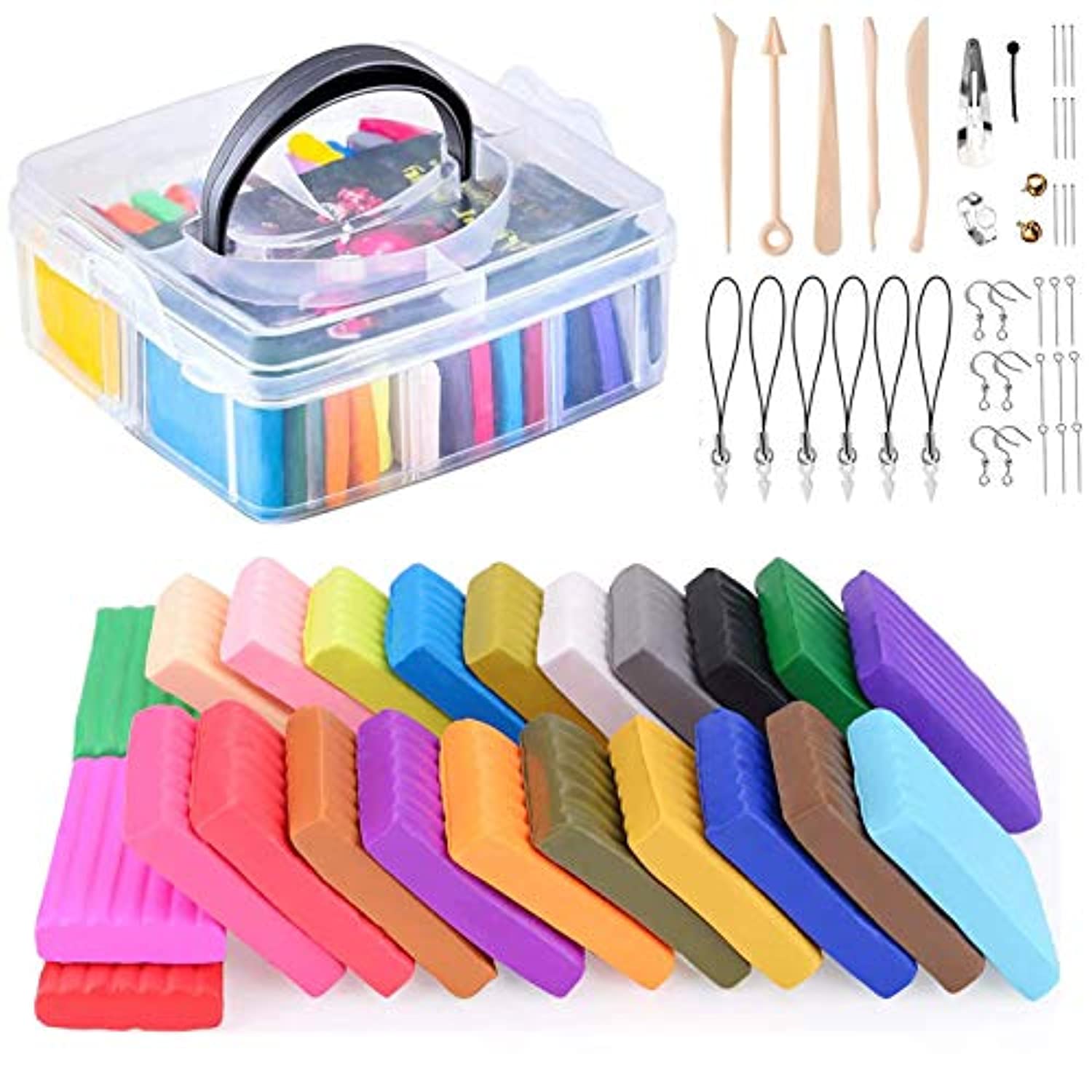 VICNOVA Arcilla polimérica de 50 colores, arcilla para modelar con 29  herramientas y accesorios de arcilla, kit de iniciación de arcilla para  niños