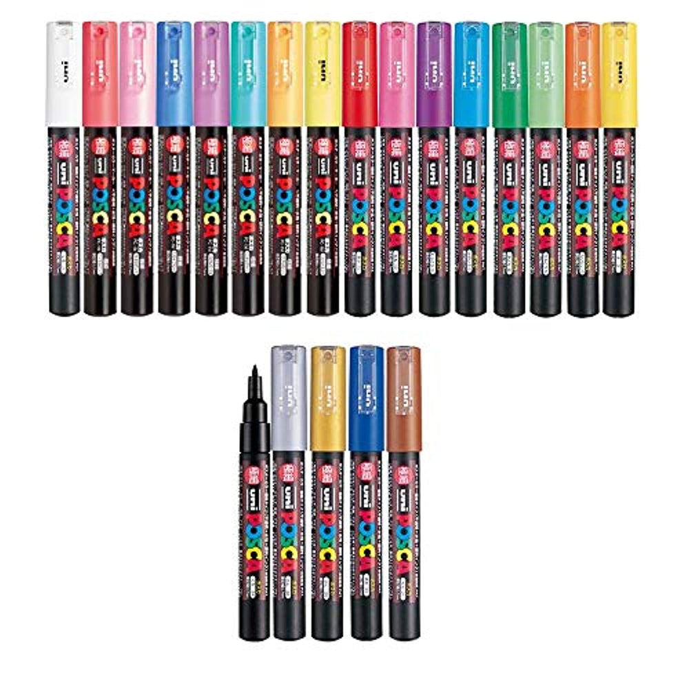 Uni Posca (PC-1M) paquete de marcadores de todos los colores - Arteztik