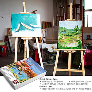 HappyHapi Paneles de lona de 16 unidades, 7.9 x 9.8 in en blanco para pintura, tableros de lona de calidad profesional sin ácidos, 100% algodón con núcleo de tablero reciclado - Arteztik