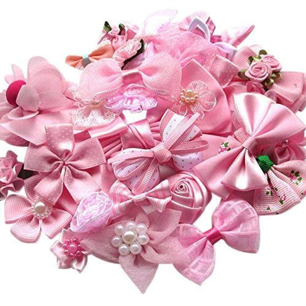 Chenkou - Juego de adornos para manualidades, diseño de lazos, color rosa, 40 unidades - Arteztik