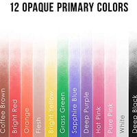 US Art Supply 12 colores primarios opacos acrílico aerógrafo pintura Set con reductor y limpiador 1 oz. Botellas - Arteztik