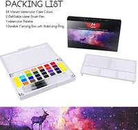 Kits de pintura de acuarela para niños, kits de pintura de colores premium, conjuntos de pintura profesional con 2 pinceles de acuarela, paleta, y estuche de almacenamiento, suministros de arte para pintar regalos para adultos, adolescentes (24 colores) - Arteztik
