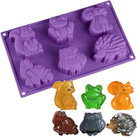 Molde de silicona para animales de bosque – MoldFun ardilla rana zorro tortuga búho erizo bandeja para cubitos de hielo, gelatina, galletas, magdalenas, pasteles, chocolate, jabón, barra de loción, cera, arcilla, cereza, yeso, hormigón - Arteztik
