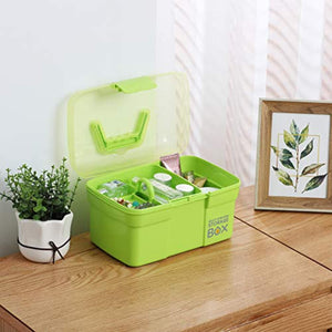 Kinsorcai Caja de almacenamiento de plástico de 11.0 in con bandeja extraíble, organizador multiusos y estuche de almacenamiento para arte y cosméticos (verde) - Arteztik