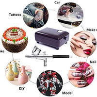 Youteo - Kit de aerógrafo de acción única con mini compresor de aire para decoración de tartas, maquillaje, diseño de uñas, tatuaje, pintura de modelos - Arteztik