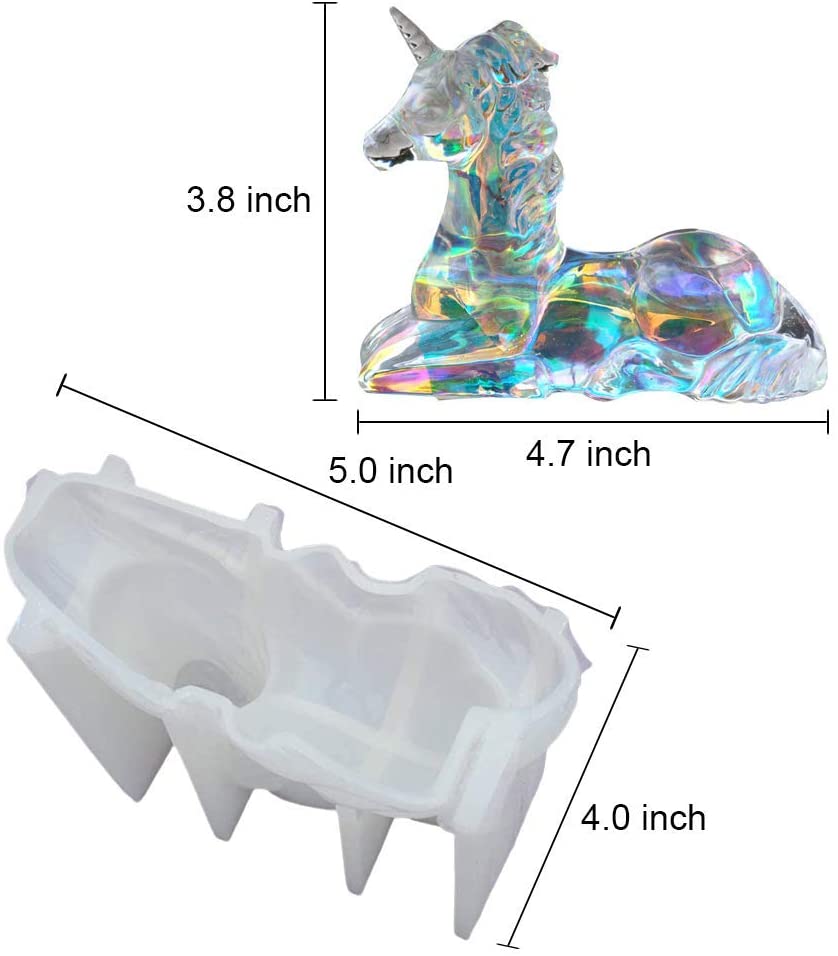 LET'S RESIN 7 moldes de resina animal, moldes de silicona de resina epoxi,  moldes de resina de unicornio para vela hecha a mano, manualidades de