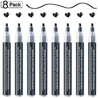 Bolígrafos de pintura acrílica negra – Paquete de 8 rotuladores de pintura negra, bolígrafos de pintura acrílica para pintura de roca, madera, metal, metal, cerámica, graffiti, papel, dibujo, calabazas de plástico, juegos de pintura acrílica a base de agu - Arteztik
