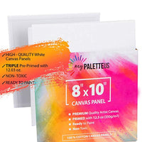 Paneles de lona para pintura acrílica, paquete de 16, 8 x 10 pulgadas, blanco 100% algodón, lienzo en blanco 12.3 oz imprimado libre de ácidos, tablas para artistas profesionales - Arteztik
