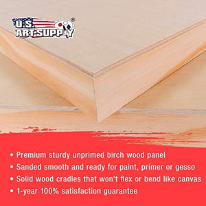 U.S. Art Supply - Tableros de madera de abedul de 24.0 x 24.0 in (24 x 24 pulgadas) de profundidad de artista (2 unidades) – lienzo de pared de madera de profundidad – pintura de medios mixtos, acrílico, aceite, encáustico - Arteztik